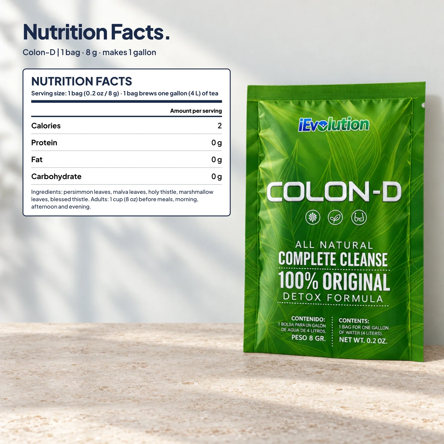 COLON-D supplement facts label