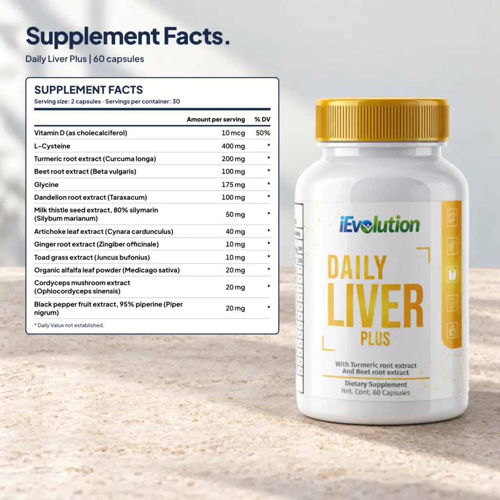 Daily Liver Plus supplement facts label