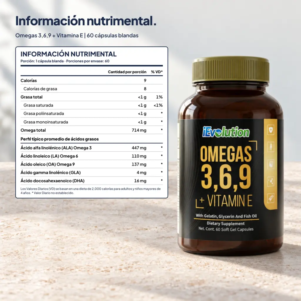 Etiqueta de Omegas 3 6 9